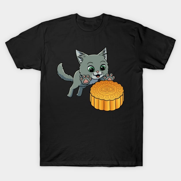 Maine Coon Cat excited to eat a Mooncake T-Shirt by Crazy Cool Catz